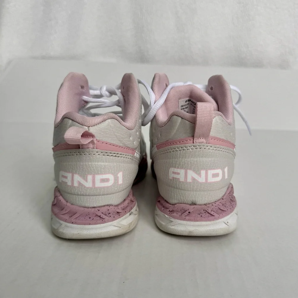 And1 big girls high-top basketball shoes, pink, gray & white - Picture 6 of 9